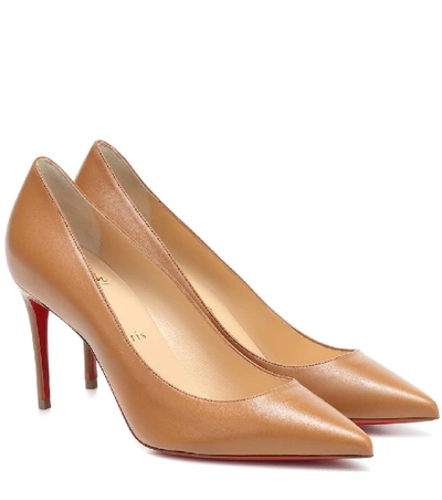 Shop Christian Louboutin Kate 85 Leather Pumps In Beige