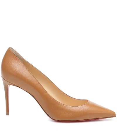 Shop Christian Louboutin Kate 85 Leather Pumps In Beige