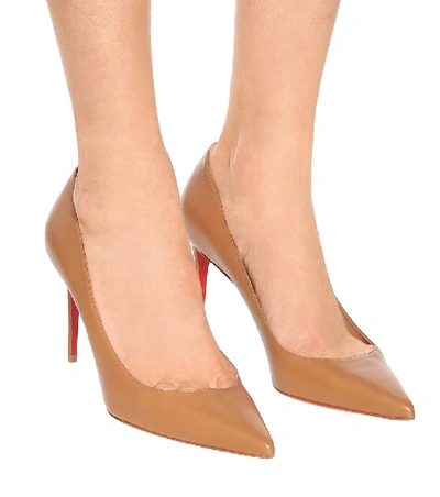 Shop Christian Louboutin Kate 85 Leather Pumps In Beige