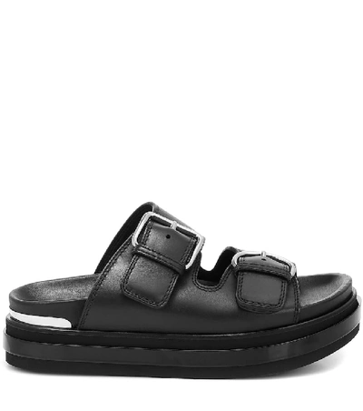 Shop Alexander Mcqueen Leather Platform Sandals In Black