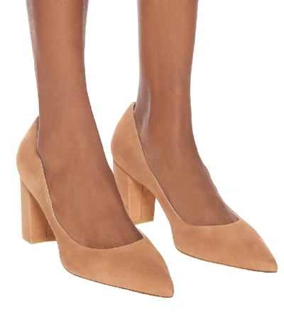 Shop Stuart Weitzman Laney 75 Suede Pumps In Brown