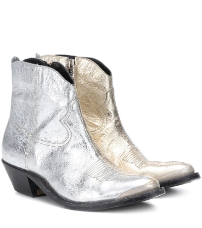 Shop Golden Goose Young Metallic Leather Ankle Boots