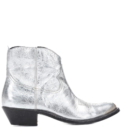 Shop Golden Goose Young Metallic Leather Ankle Boots