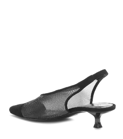 Shop By Far Kendall Suede Slingback Pumps In Black