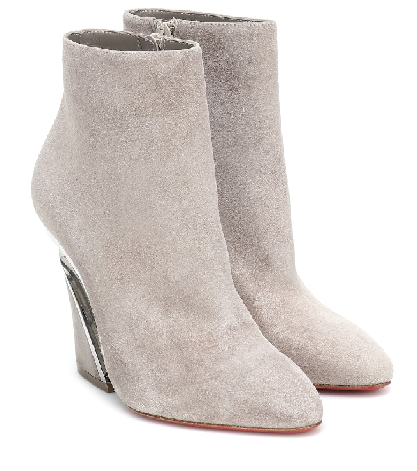 christian louboutin grey suede boots