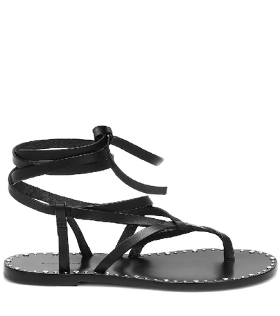 Shop Isabel Marant Jesaro Leather Sandals In Black