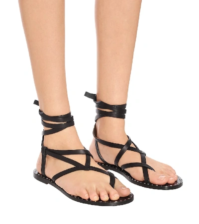 Shop Isabel Marant Jesaro Leather Sandals In Black