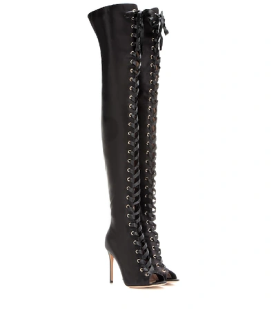 Shop Gianvito Rossi Marie Satin Over-the-knee Boots In Black