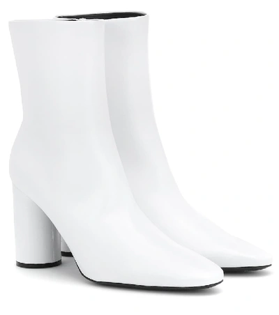 Balenciaga Women's Oval Block-heel Leather Ankle Boots In White | ModeSens