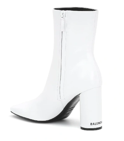 Shop Balenciaga Leather Ankle Boots In White