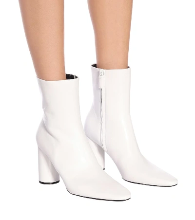 Shop Balenciaga Leather Ankle Boots In White