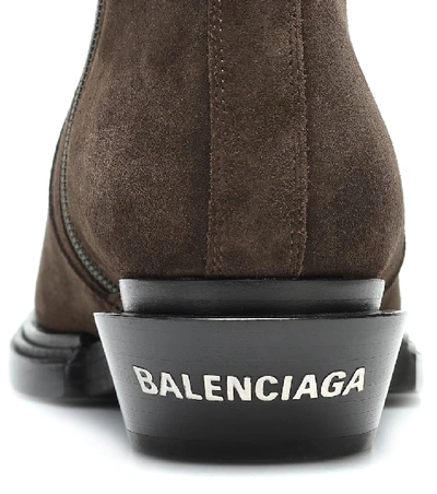 Shop Balenciaga Suede Ankle Boots In Brown