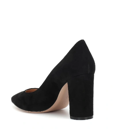 Gianvito Rossi Block-heel Pointed Suede Pumps In Black