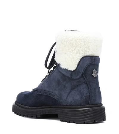 Shop Moncler Patty Suede Ankle Boots In Blue