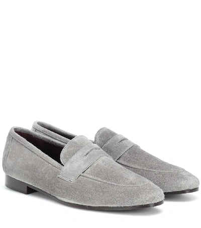 Shop Bougeotte Flaneur Suede Loafers In Grey