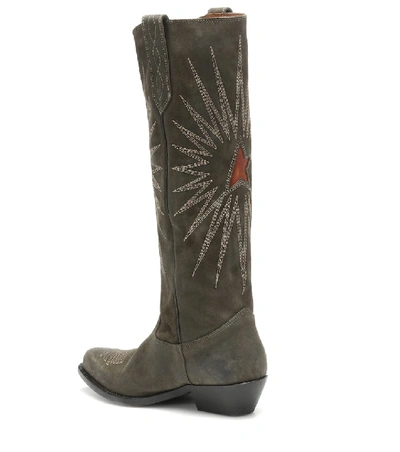 Shop Golden Goose Wish Star Suede Knee-high Boots In Brown