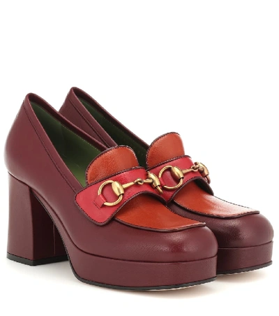 Shop Gucci Horsebit Leather Loafer Pumps In Red