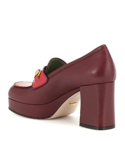 Shop Gucci Horsebit Leather Loafer Pumps In Red