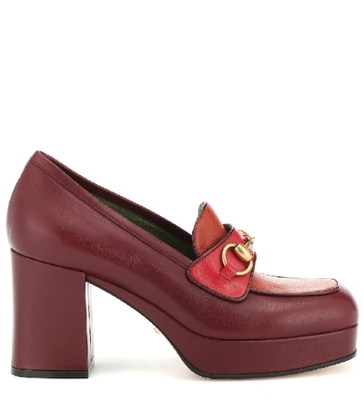 Shop Gucci Horsebit Leather Loafer Pumps In Red