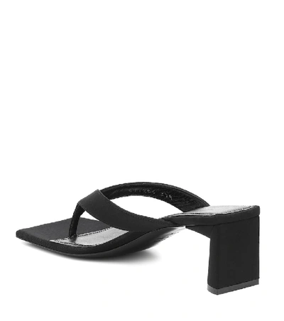 Shop Balenciaga Double Square Thong Sandals In Black