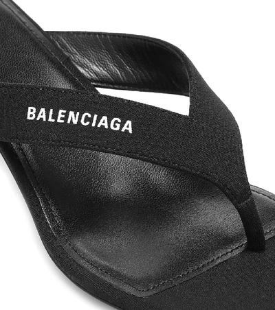 Shop Balenciaga Double Square Thong Sandals In Black