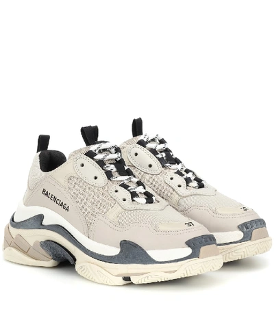 Balenciaga Triple S Logo-embroidered Leather, Nubuck And Mesh Sneakers In  9787 Beigeb | ModeSens
