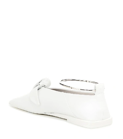 Shop Jil Sander Leather Ballet Flats In White