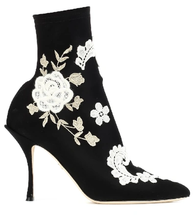 Shop Dolce & Gabbana Stretch-jersey Ankle Boots In Black
