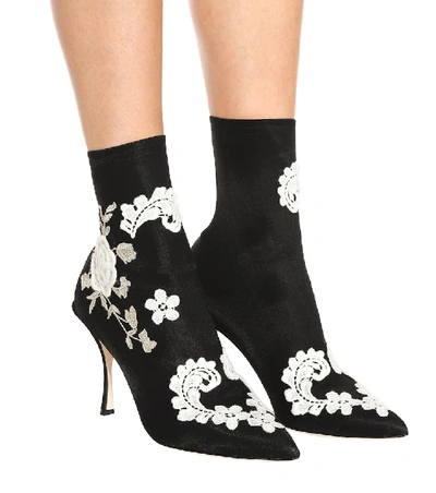 Shop Dolce & Gabbana Stretch-jersey Ankle Boots In Black