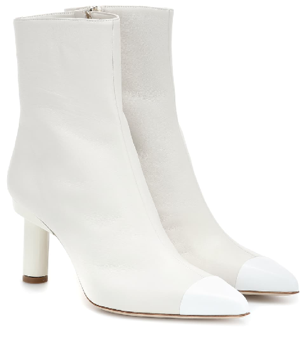 white leather booties