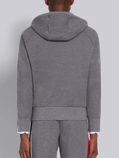 Shop Thom Browne Medium Grey Cotton Interlocking Rwb Stripe Hoodie