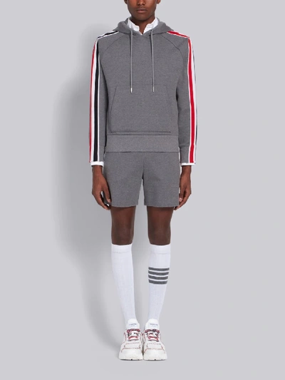 Shop Thom Browne Medium Grey Cotton Interlocking Rwb Stripe Hoodie