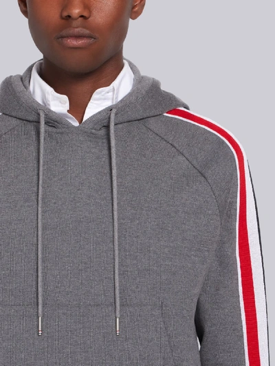 Shop Thom Browne Medium Grey Cotton Interlocking Rwb Stripe Hoodie