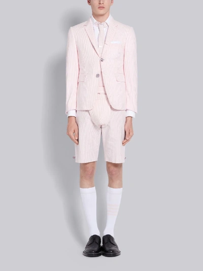 Shop Thom Browne Pink Seersucker Stripe Classic Sport Coat