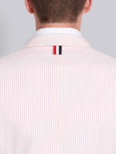 Shop Thom Browne Pink Seersucker Stripe Classic Sport Coat
