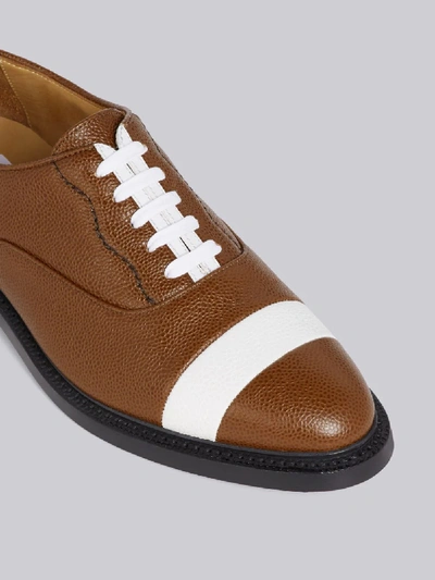 Shop Thom Browne Brown Pebbled Football Icon Cap Toe Oxford