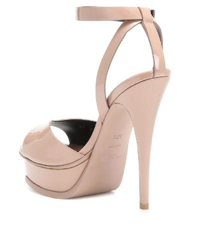 Shop Saint Laurent Tribute Lips 105 Patent-leather Platform Sandals In Pink