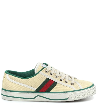 Shop Gucci Tennis 1977 Canvas Sneakers In Beige