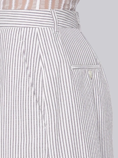 Shop Thom Browne Medium Grey Seersucker High Waist Short