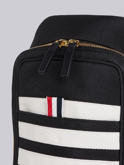 Shop Thom Browne Black Nylon Jersey Backed Contrast 4-bar Bum Bag Crossbody