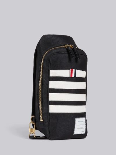 Shop Thom Browne Black Nylon Jersey Backed Contrast 4-bar Bum Bag Crossbody