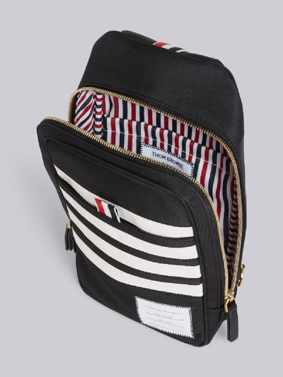 Shop Thom Browne Black Nylon Jersey Backed Contrast 4-bar Bum Bag Crossbody