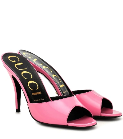 Shop Gucci Scarlet Leather Sandals In Pink