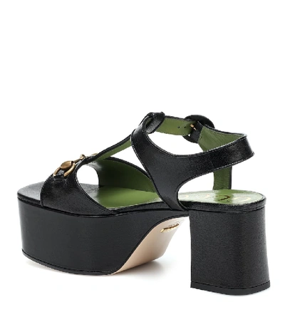 Shop Gucci Leather Platform Sandals In Black