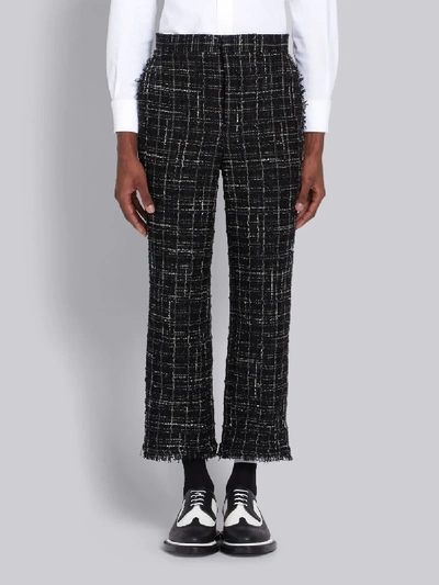 Shop Thom Browne Black Ribbon Tweed Frayed Unconstructed Chino