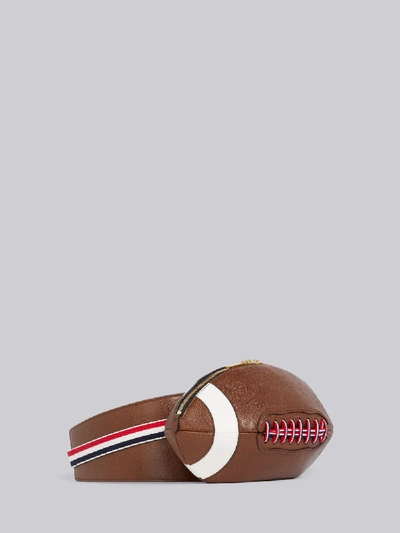 Shop Thom Browne Brown Pebbled Football Bum Bag