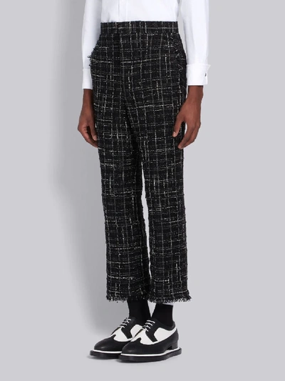 Shop Thom Browne Black Ribbon Tweed Frayed Unconstructed Chino