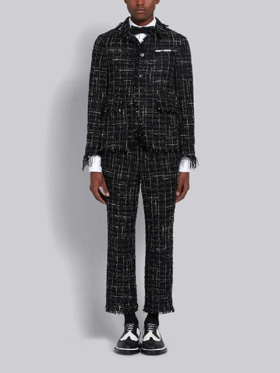 Shop Thom Browne Black Ribbon Tweed Frayed Unconstructed Chino