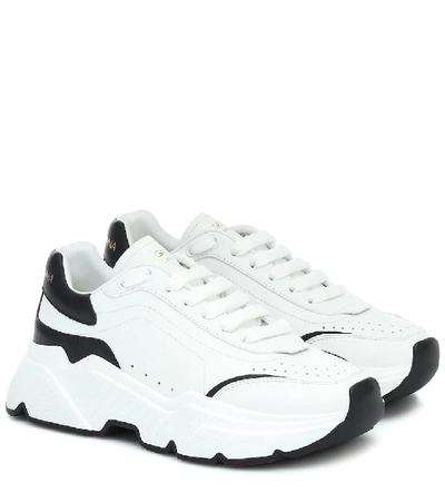 Shop Dolce & Gabbana Daymaster Leather Sneakers In White