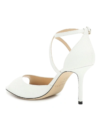 Shop Jimmy Choo Emsy 85 Leather Sandals In White